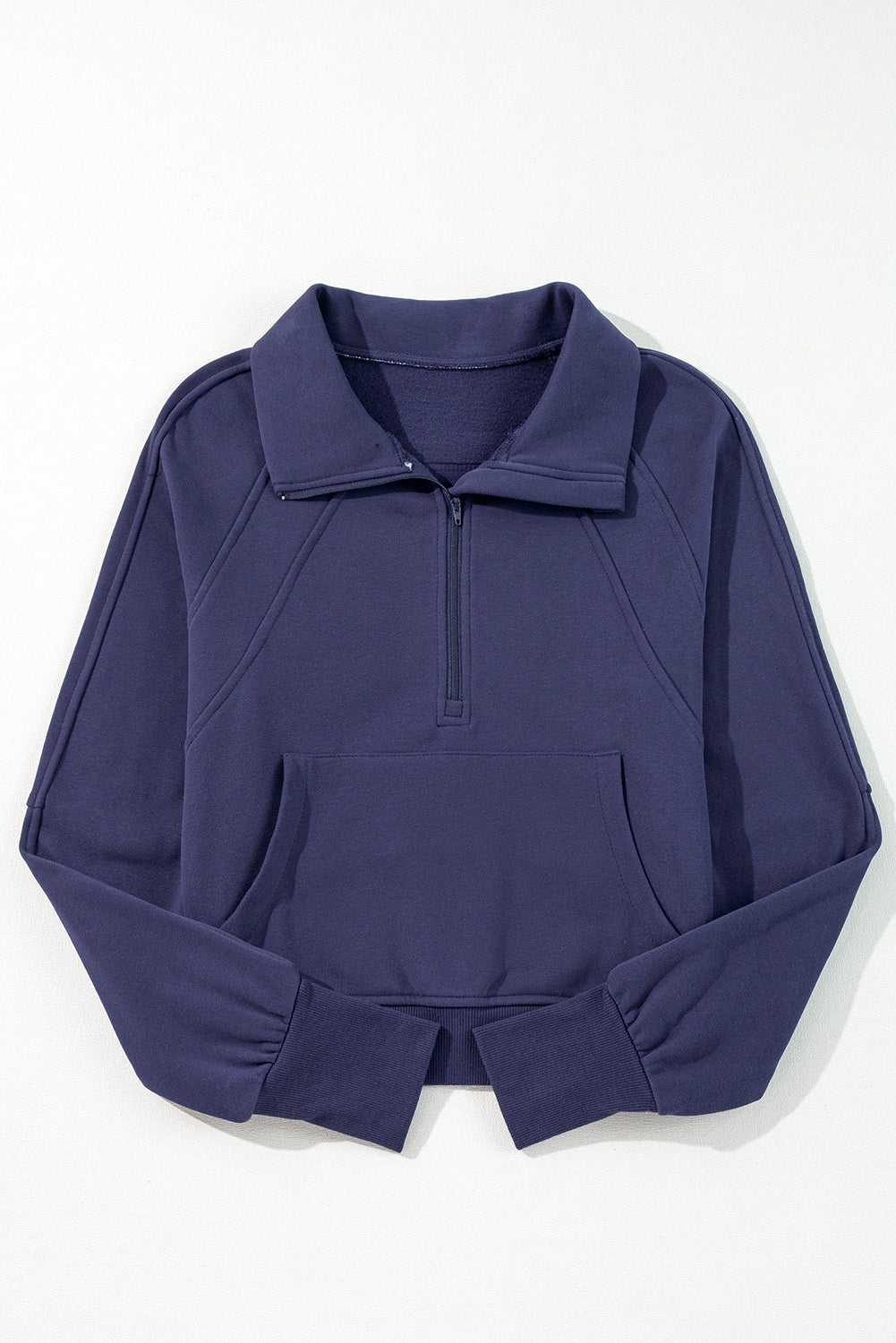 Gray Fleece Lined Zip Up Stand Collar Thumbhole Sleeve Sweatshirt