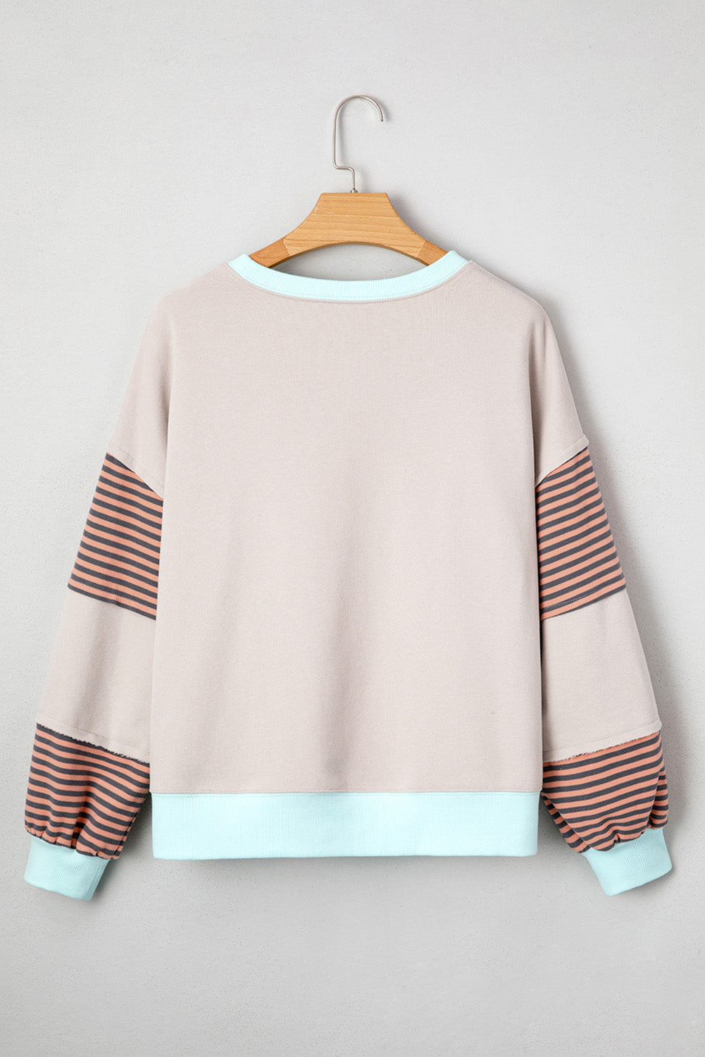 Parchment Striped Colorblock Patchwork Drop Shoulder Sweatshirt