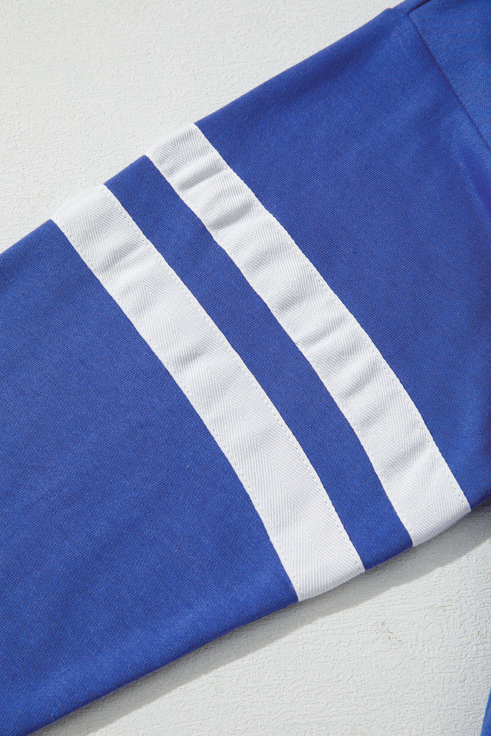 Navy Blue Varsity Striped Detail Drop Shoulder Oversized Sweatshirt