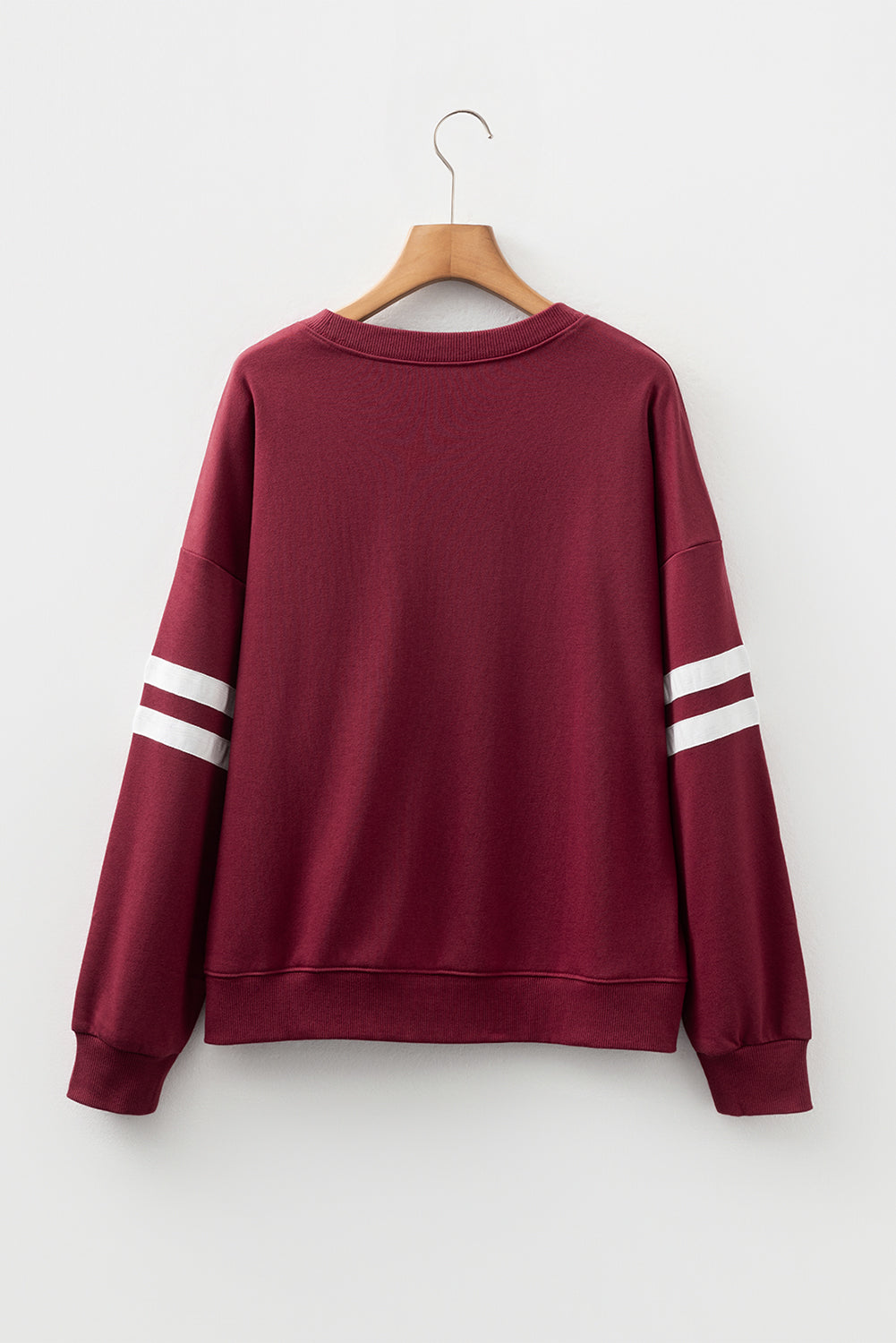 Navy Blue Varsity Striped Detail Drop Shoulder Oversized Sweatshirt