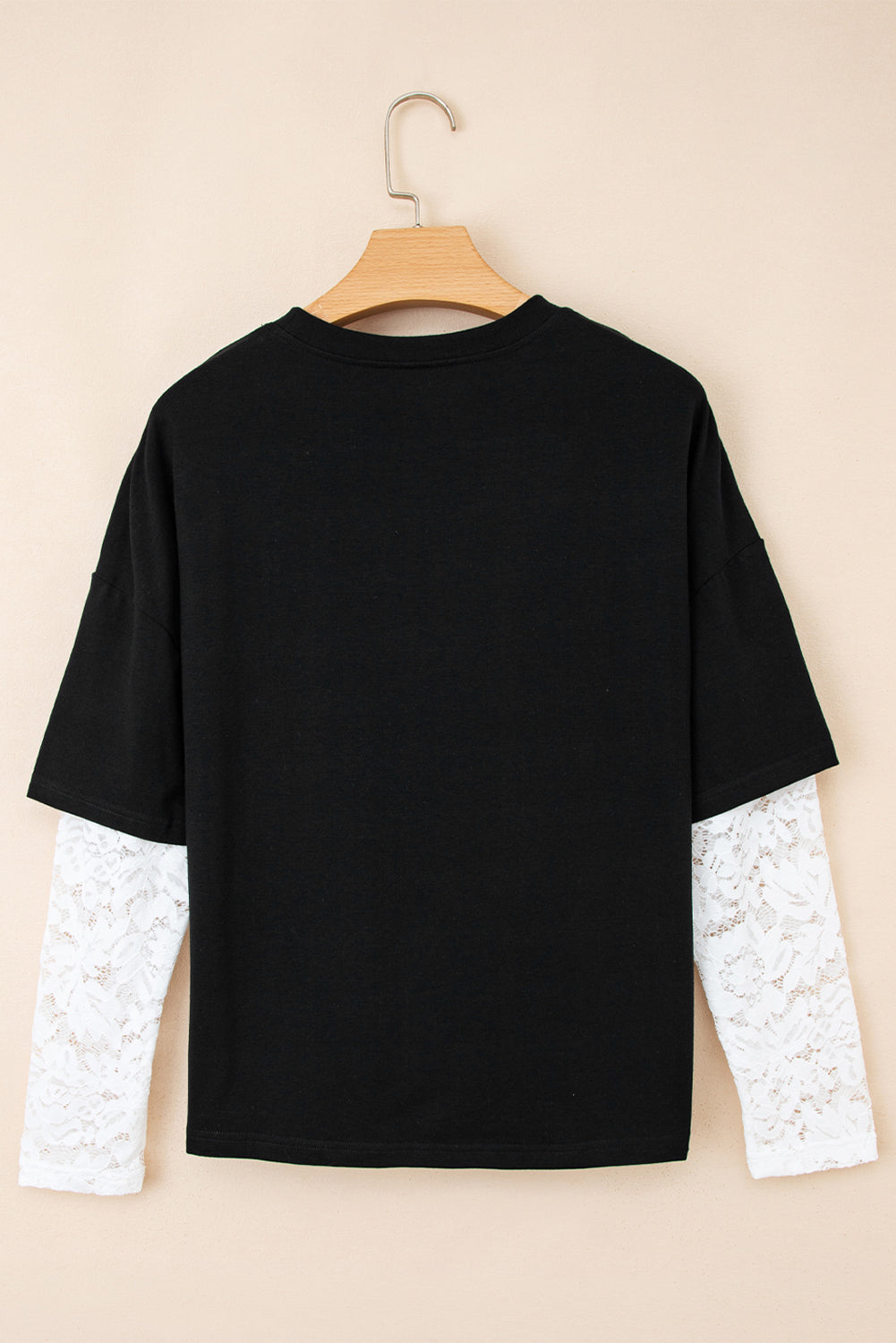 White Lace Long Sleeve Insert Drop Shoulder Tee