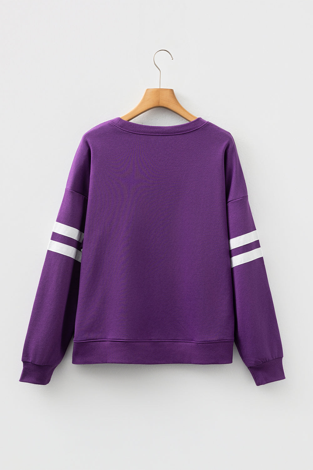 Navy Blue Varsity Striped Detail Drop Shoulder Oversized Sweatshirt