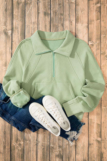 Gray Fleece Lined Zip Up Stand Collar Thumbhole Sleeve Sweatshirt
