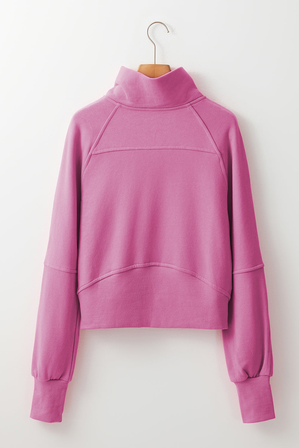 Gray Fleece Lined Zip Up Stand Collar Thumbhole Sleeve Sweatshirt