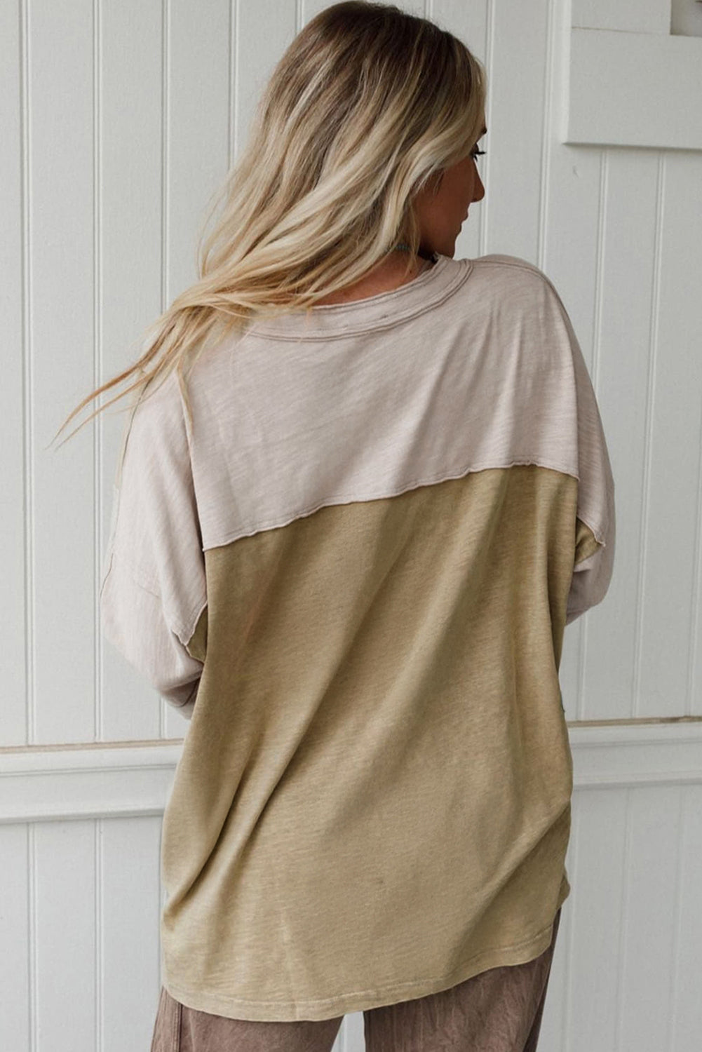 Pink Flower Patched Exposed Seam Bracelet Sleeve Oversized T Shirt