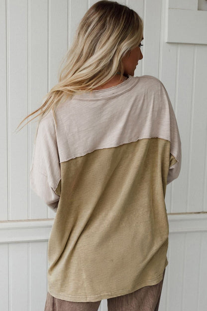 Pink Flower Patched Exposed Seam Bracelet Sleeve Oversized T Shirt
