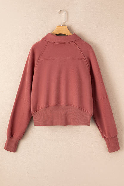 Gray Fleece Lined Zip Up Stand Collar Thumbhole Sleeve Sweatshirt